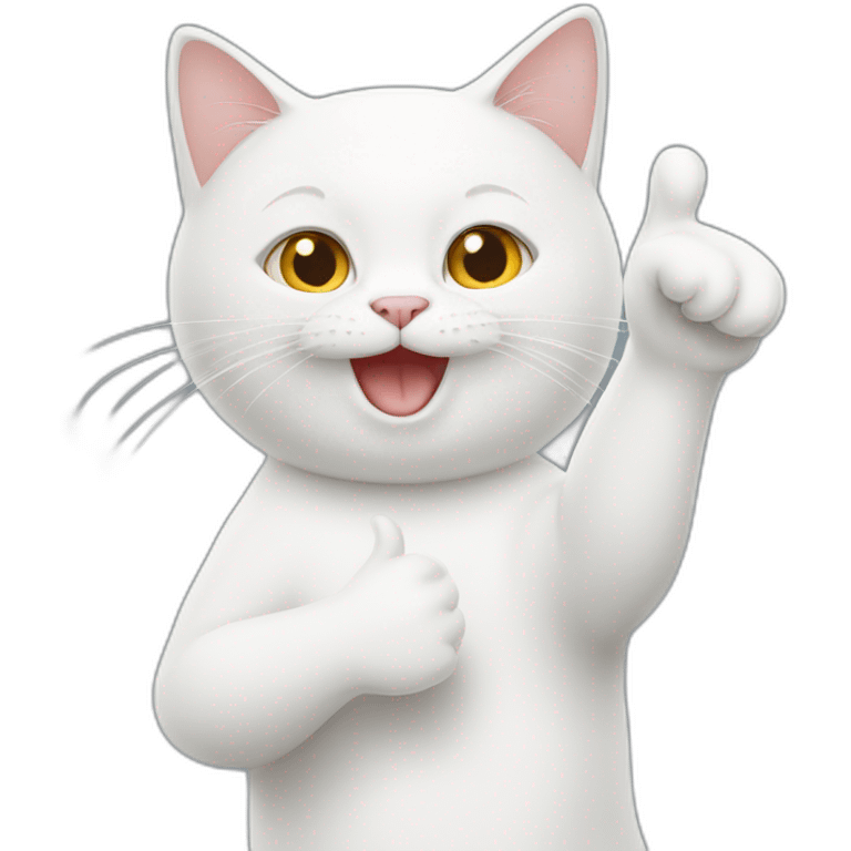 White cat gives a thumbs up emoji