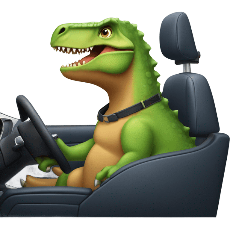 Dino driving car emoji