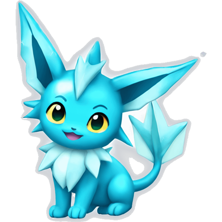 Kawaii Gorgeous Beautiful Shiny Sparkly Vaporeon-Glaceon-Pokémon full body emoji