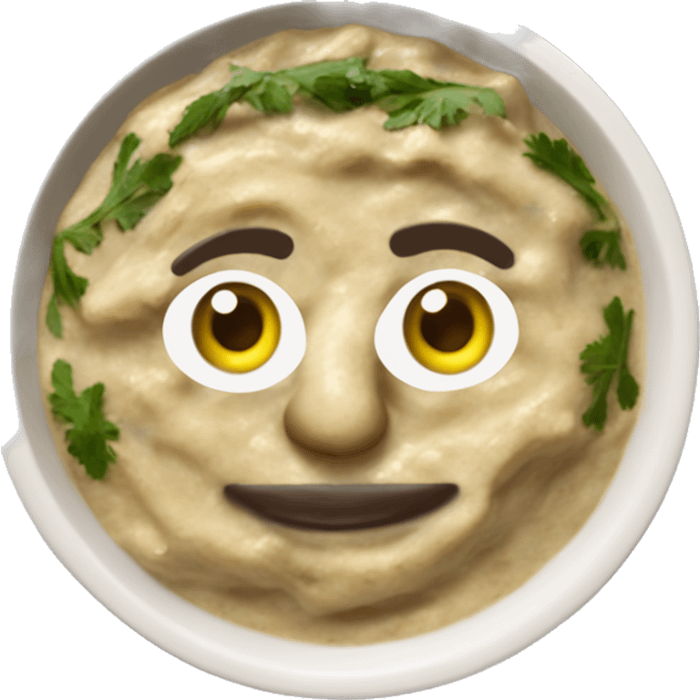 Baba Ghanoush eggplant dip in a circular dish emoji