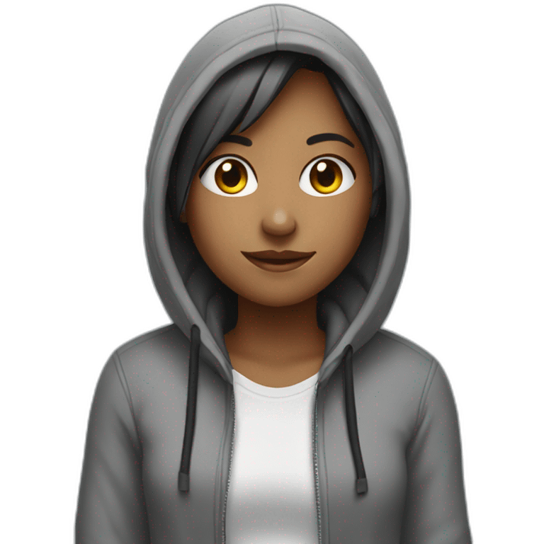 Girl with hoddie and headphones  emoji