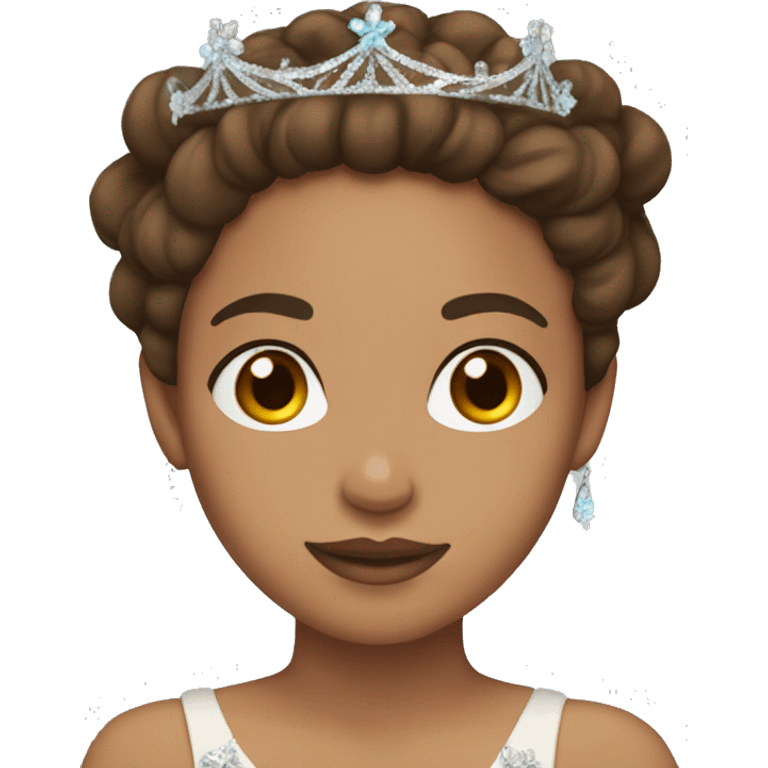 lightskin in quince dress with brown hair and tiara  emoji