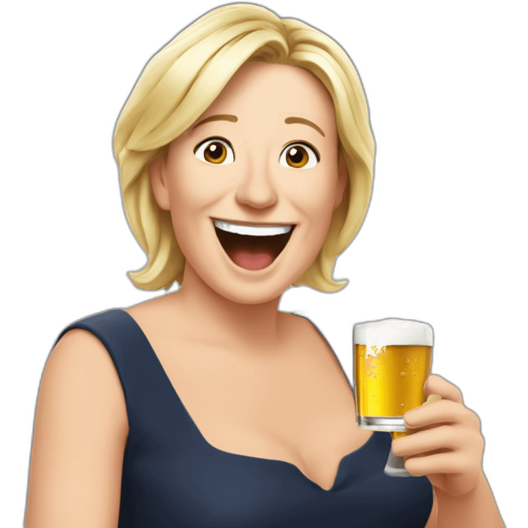 Marin le Pen qui boit une bière emoji