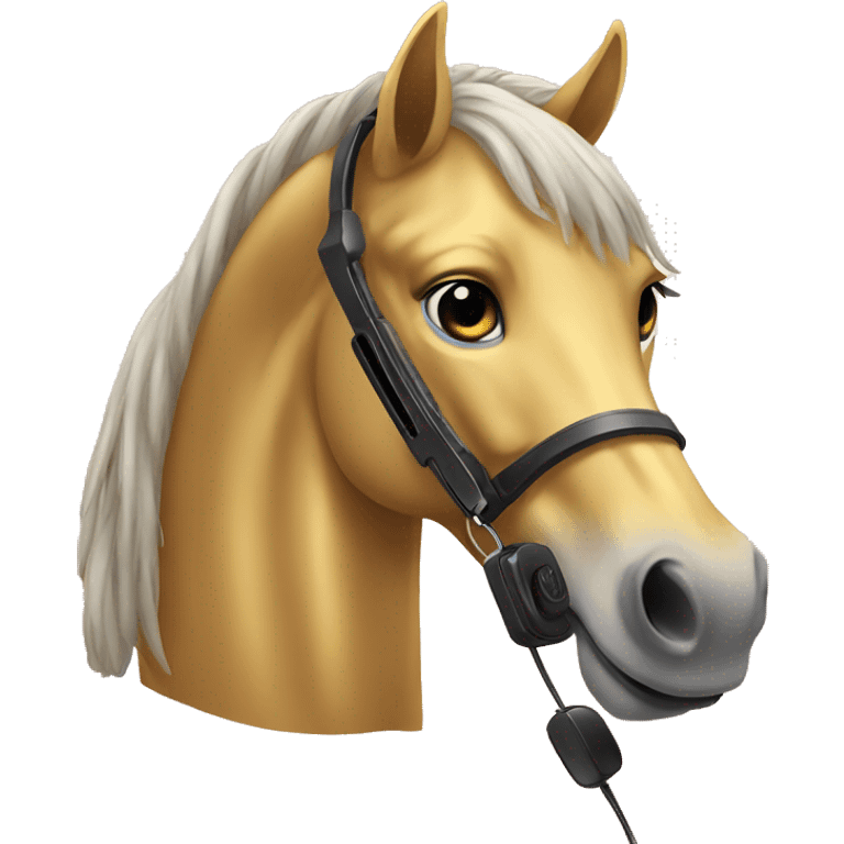 A golden horse with a phone emoji