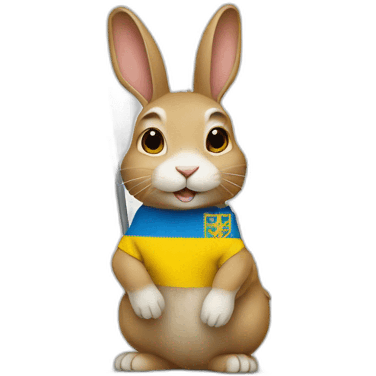 rabbit in a Ukrainian flag emoji