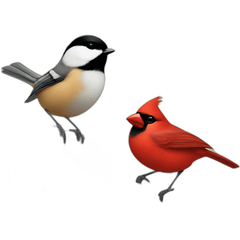 Chickadee and cardinal emoji