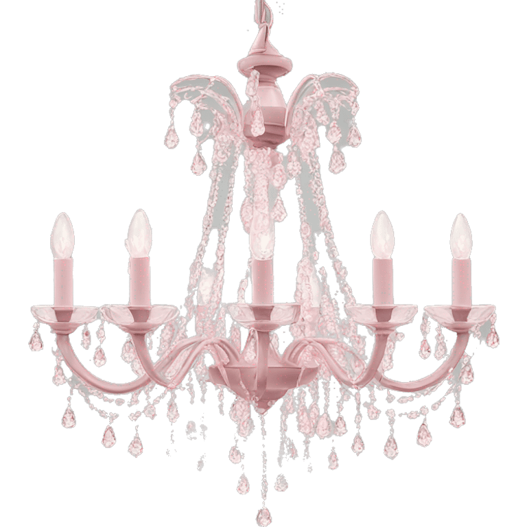 Light pink chandelier with clear crystals hanging  emoji