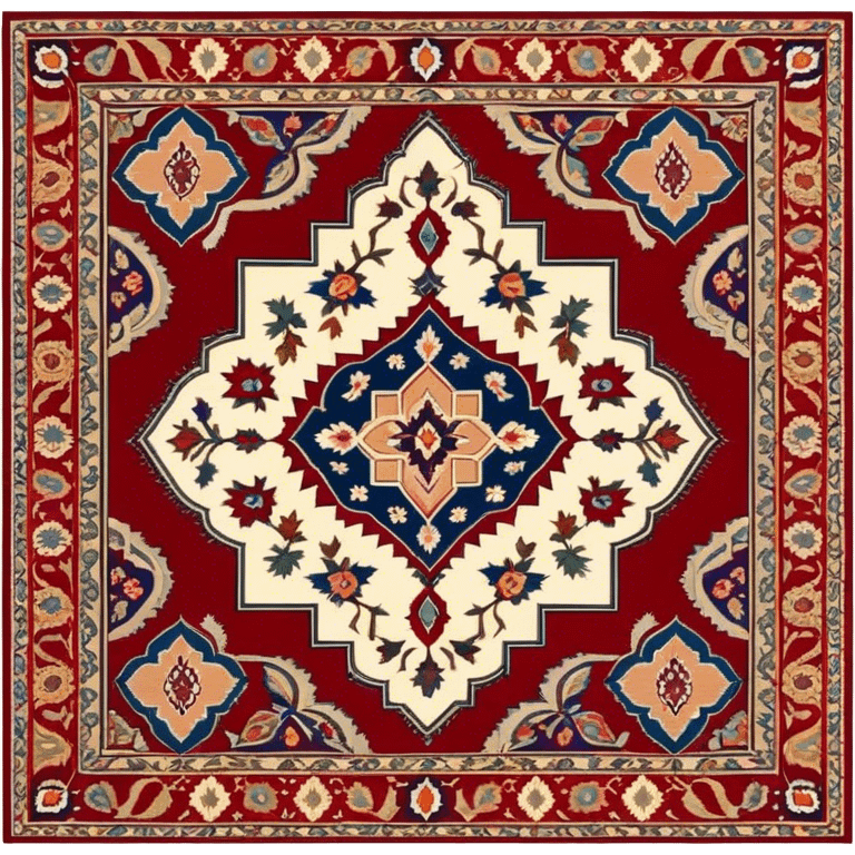 Cinematic Realistic depiction of a richly patterned Turkish carpet, rendered with exquisite details and vibrant colors, set against a soft, warmly lit background that emphasizes its artisanal craftsmanship emoji