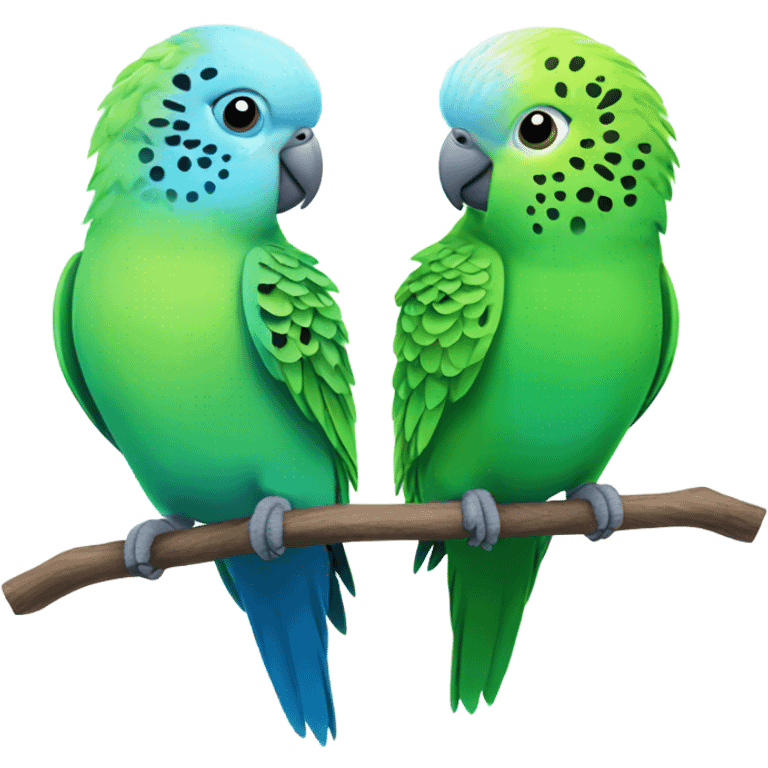 2 green budgies 2 blue budgies  emoji