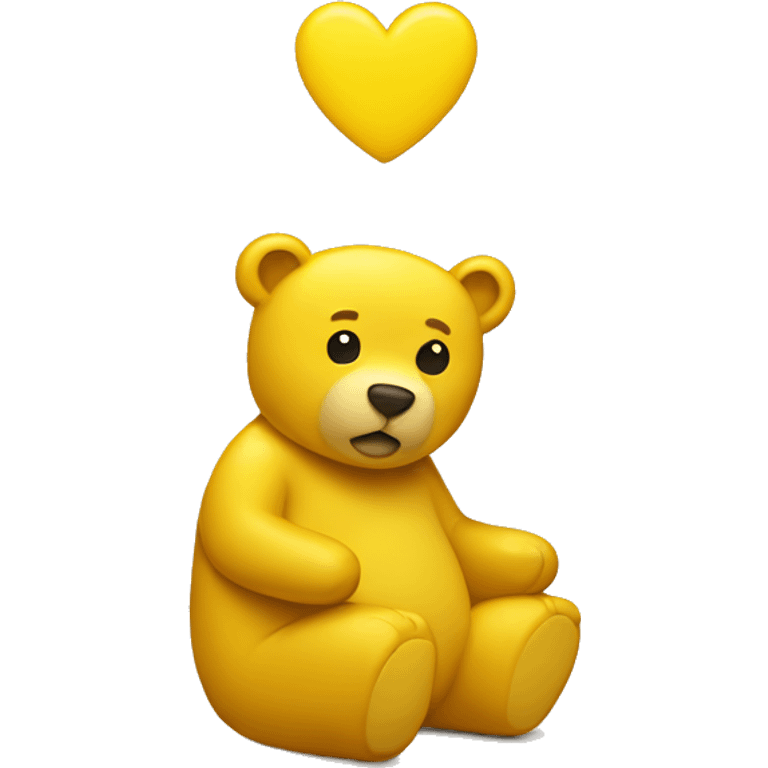 Yellow heart with bear seat down emoji