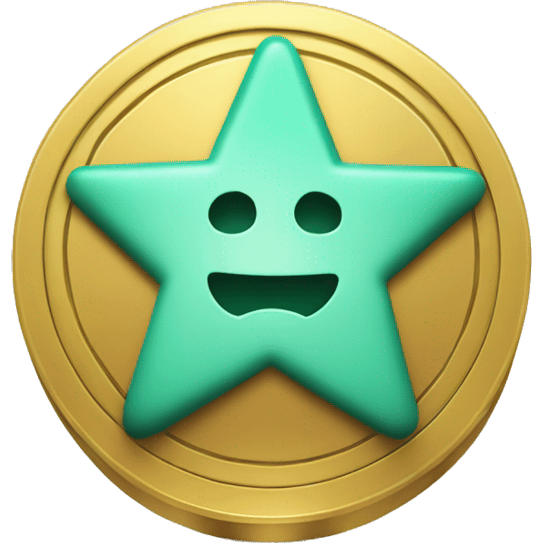 3D thick money coin icon, star in center emoji