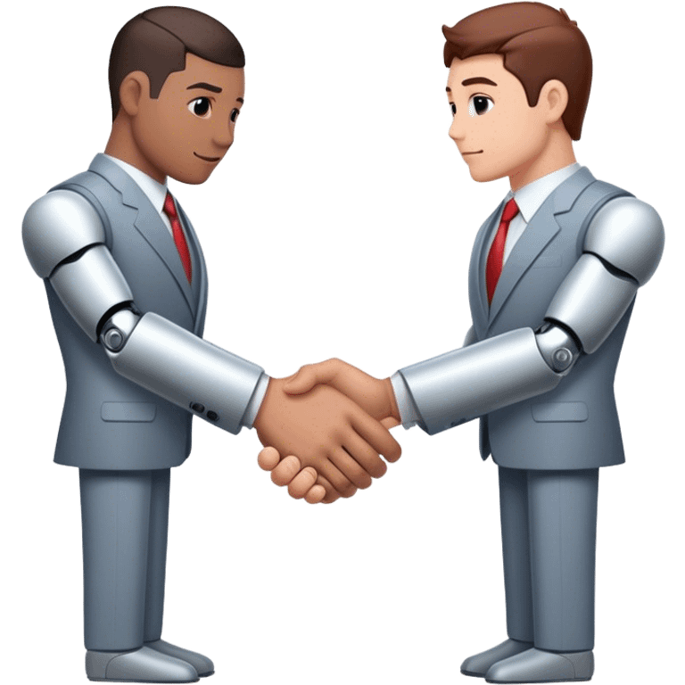 cyborg handshake with business man emoji