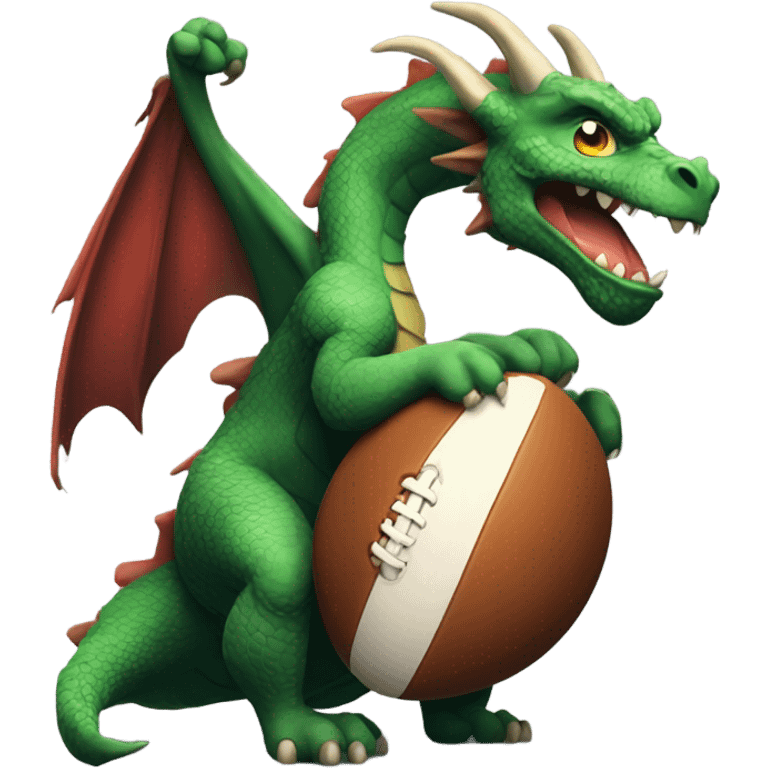 Dragon holding a rugby ball  emoji