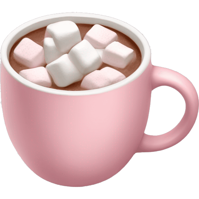 Light Pink mug of hot chocolate with marshmallows  emoji