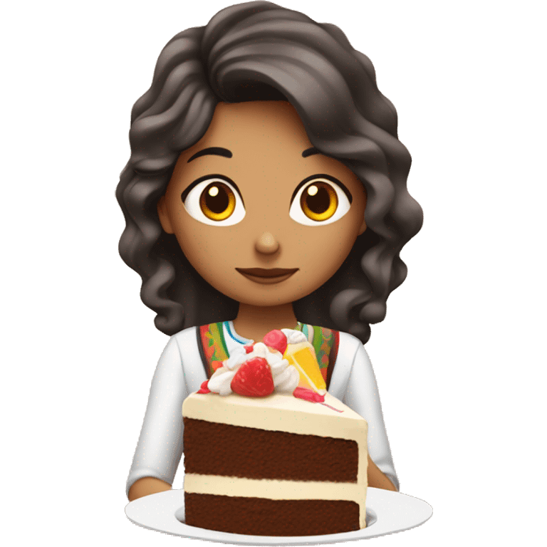 mexican girl eating cake emoji