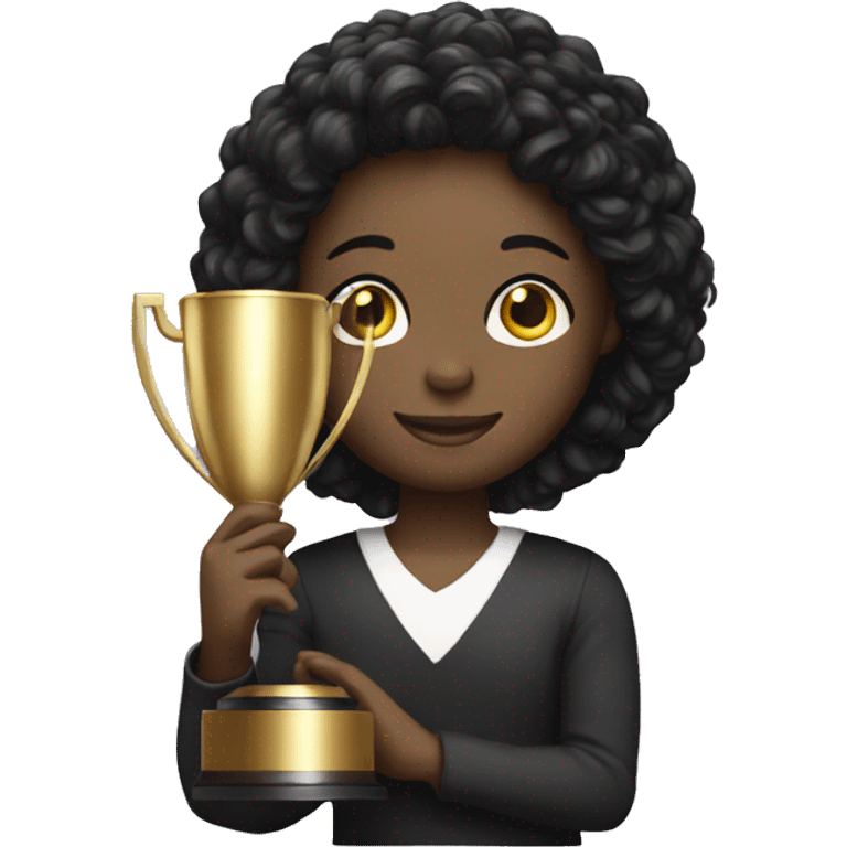 black doll emoji with trophy emoji