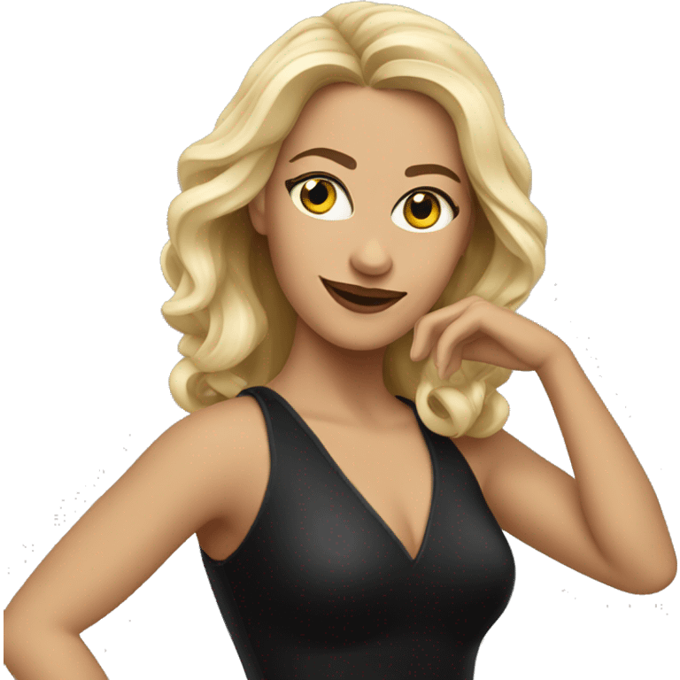 caucasian woman jazz dancer black attire emoji