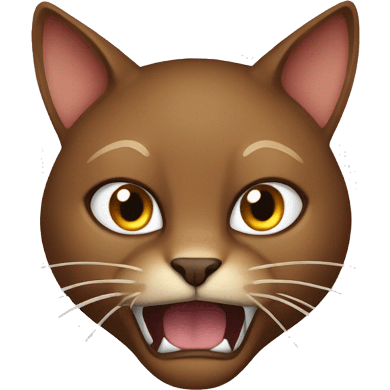 Brown cat with long claws and mean face emoji