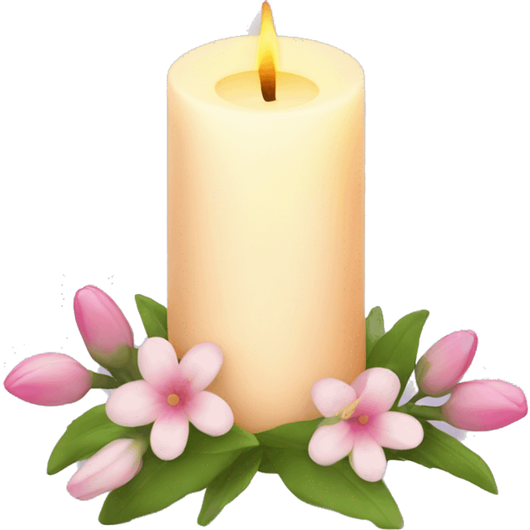 Spring candle with flowers  emoji