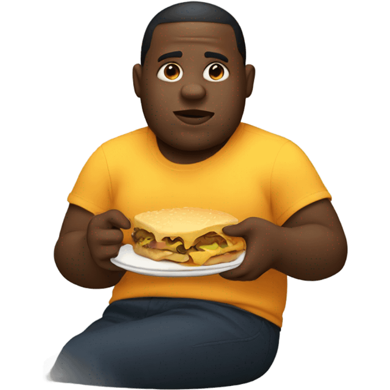 Black Fat man eating emoji