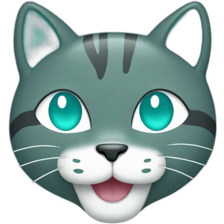 Turquoise cat smile emoji