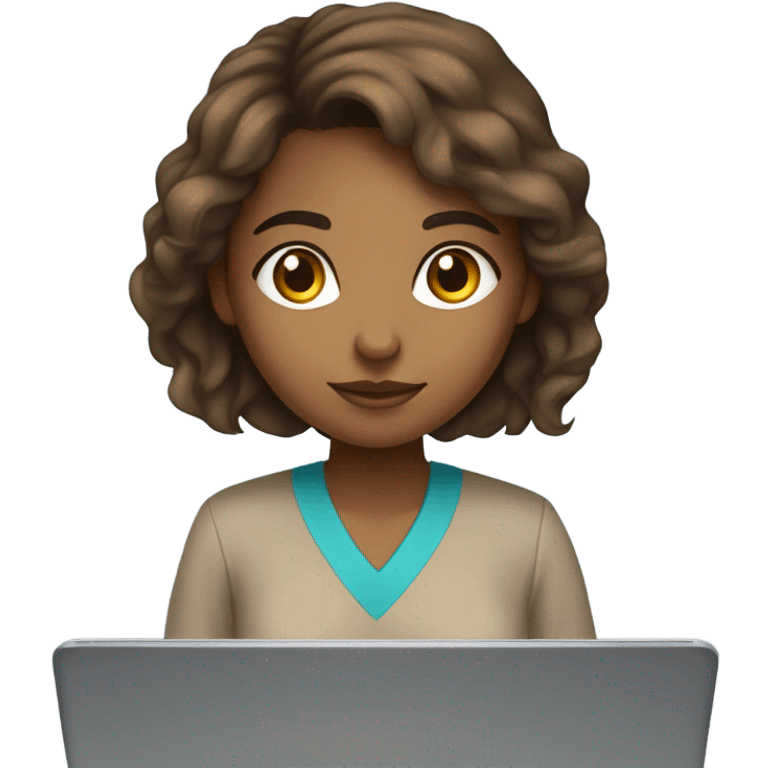 Medium hair light skin  Brown girl, computer science intern with a laptop  emoji