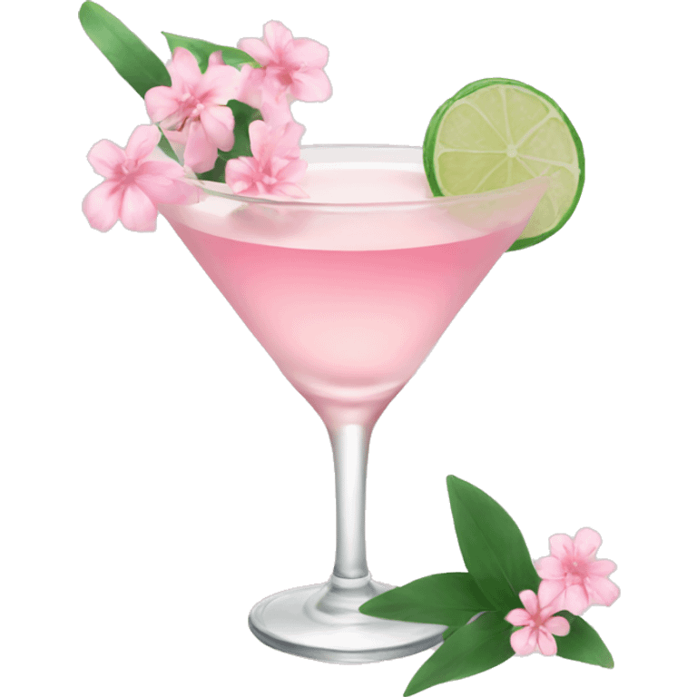 Cocktail with light pink flowers emoji