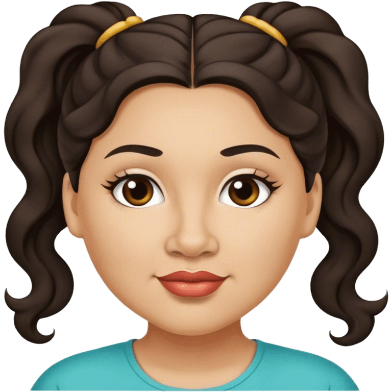  plus size light skin latino women with wavy dark hair in pony tail flat wide nose  emoji