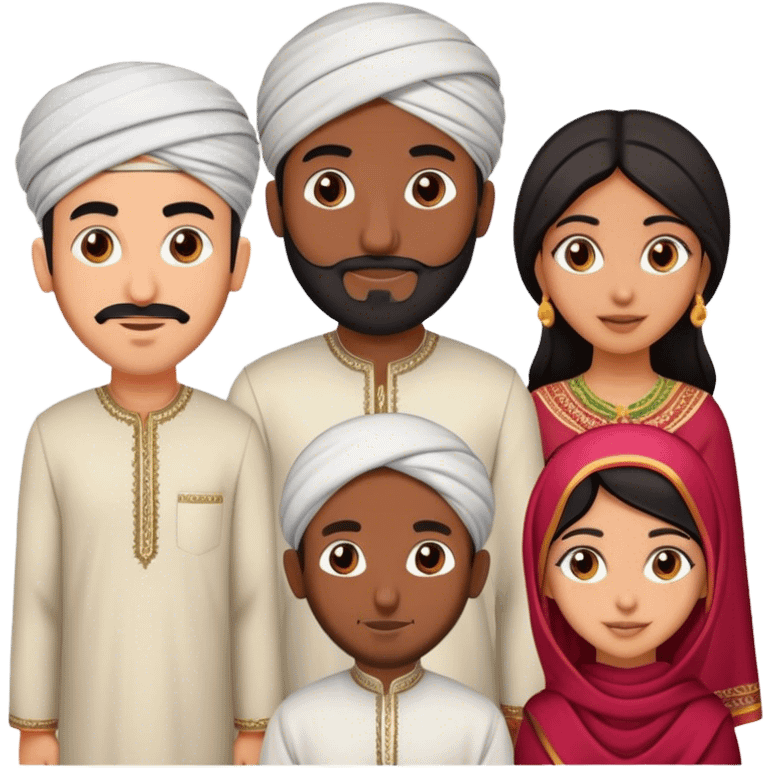 5 bestfriends: 1 Moroccan man, 1 Arab man, 1 Iranian girl, 1 Indian girl, 1 black man emoji