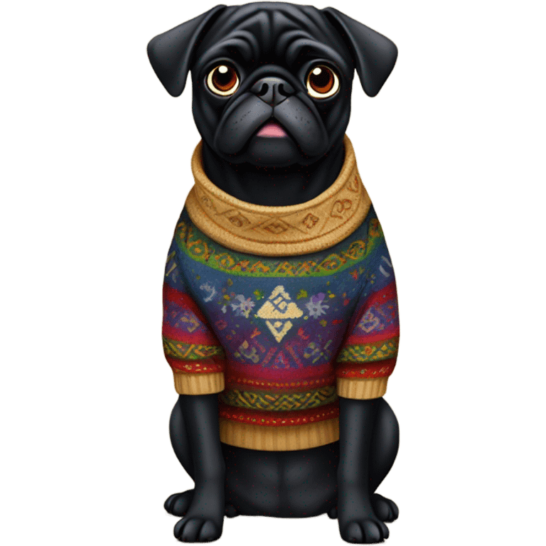 Black pug a Jewish sweater emoji