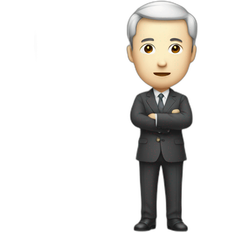 Draw a Chinese character, full body, wearing suits, holding 100 RMB bill emoji