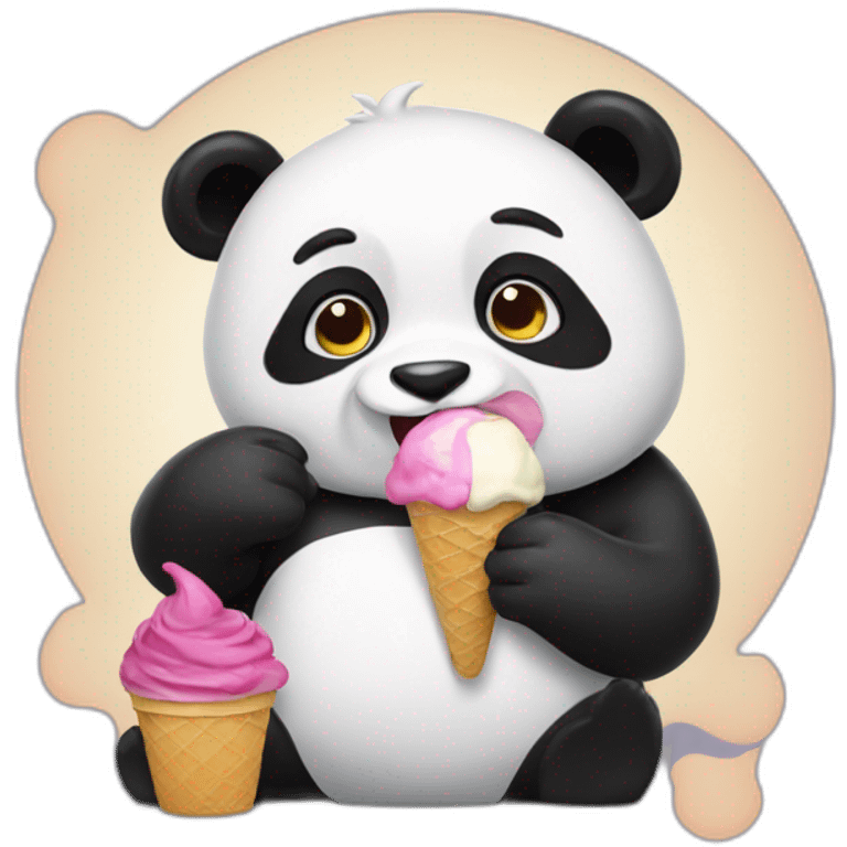 Panda eating ice cream emoji