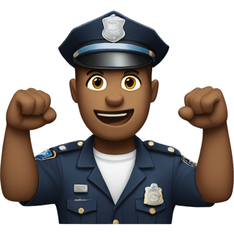 Police officer gestures cluelessness by having both arms up emoji