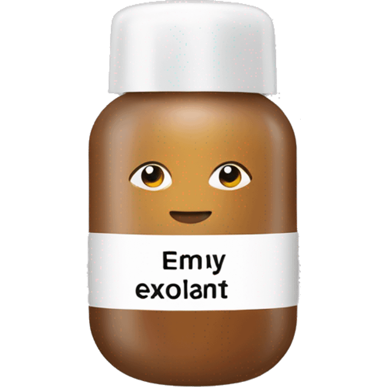 tiny facial exfoliant bottle with label emoji