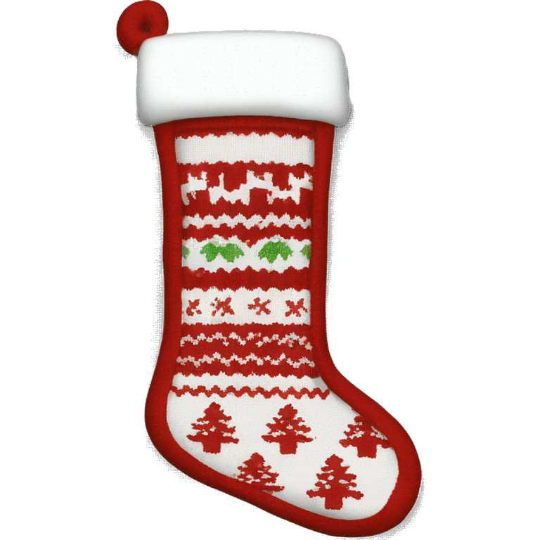 Knit Christmas stocking white aesthetic  emoji