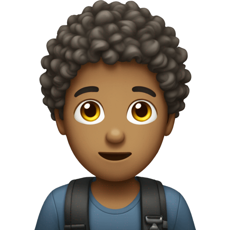 Curly head boy using phone emoji