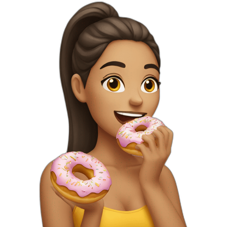 fit latin woman eating a donut emoji