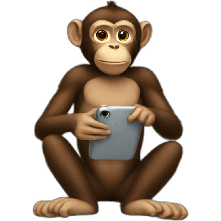 Monkey using phone in bed emoji