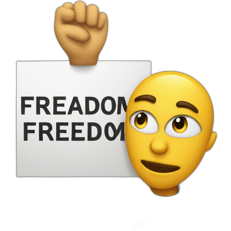 a demonstrator with a sign that says "freedom" emoji