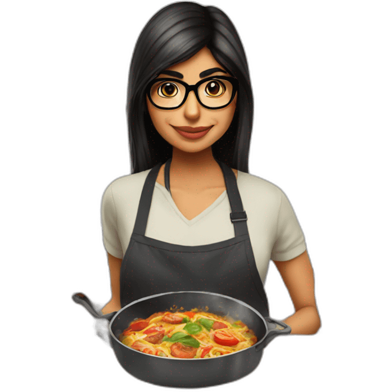 Mia Khalifa cooking dinner emoji