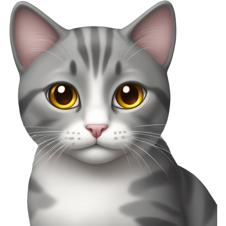 cute cat that’s grey on the top and white at the bottom of the body emoji