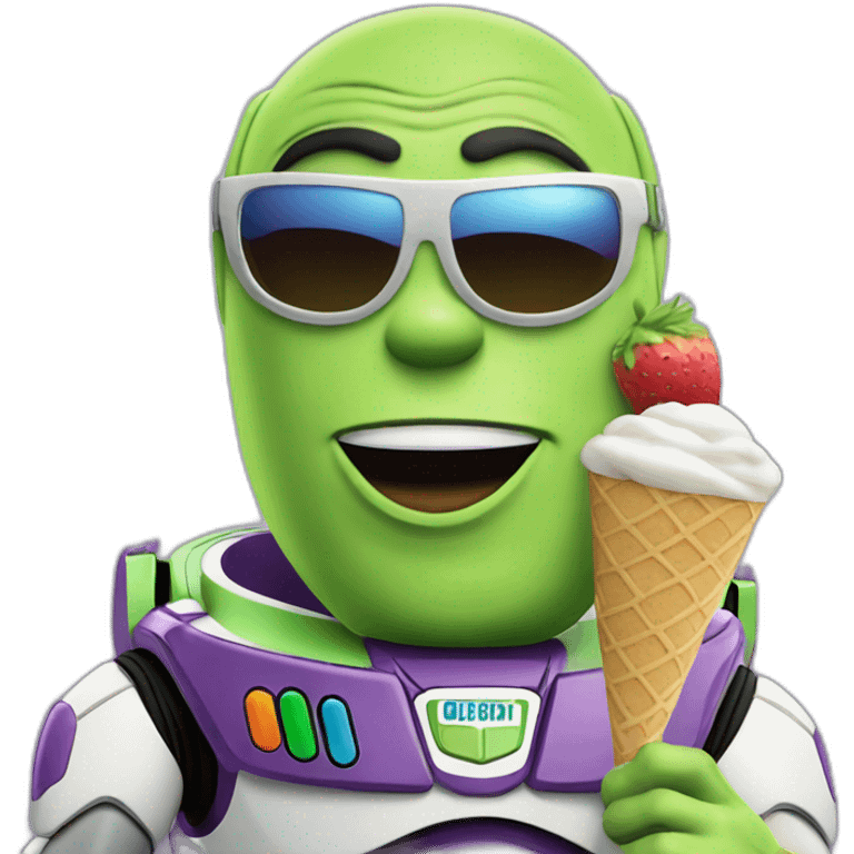 buzz lightyear with sunglasses eat icecream emoji