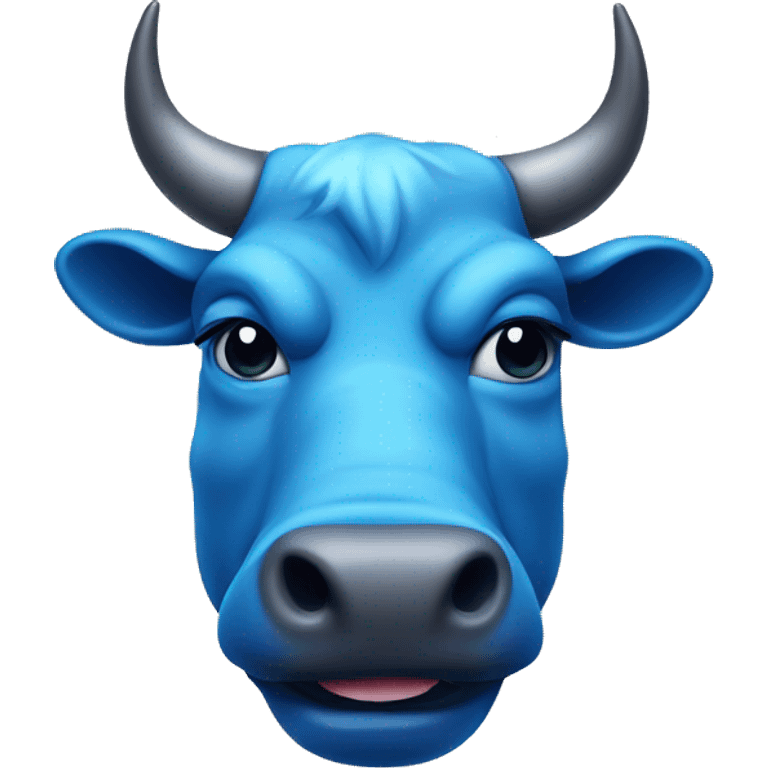 Blue bull head with the tongue is sticking out and teasing emoji