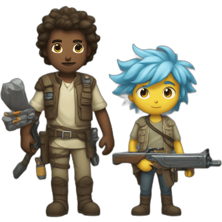 Rick and mortey with a rpg  emoji