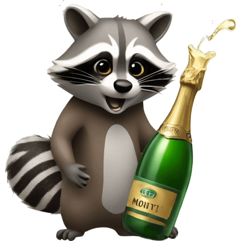 Raccoon Popping Champagne Bottle emoji