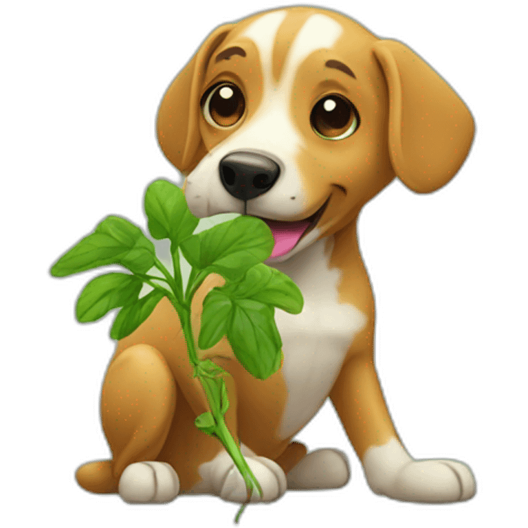 dog eating plant emoji