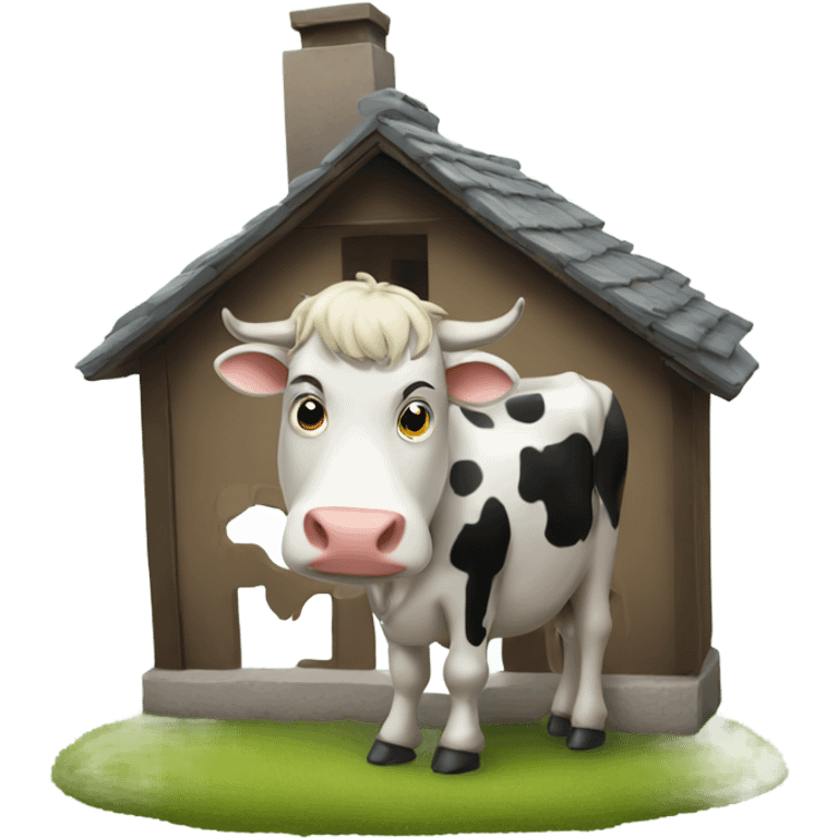 a cow out of a house  emoji