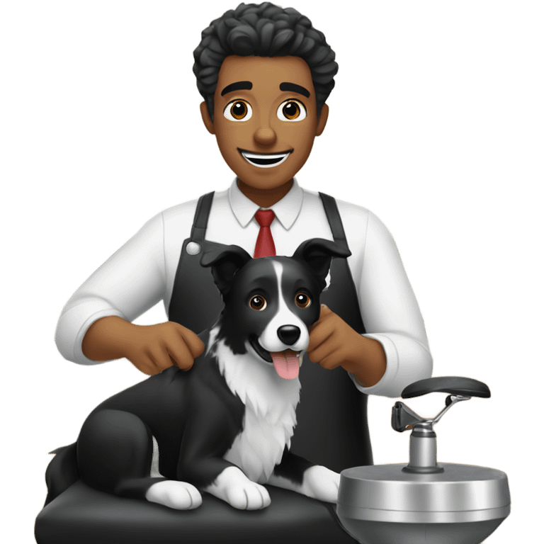 barber with a black border collie emoji