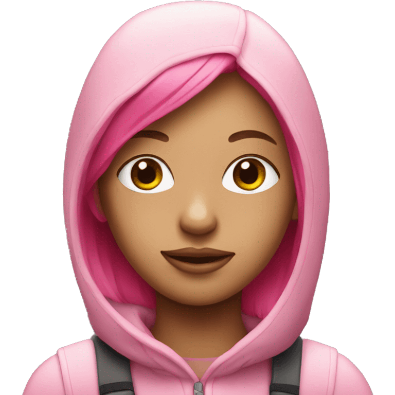 Girl with pink hair wearing ski mask  emoji