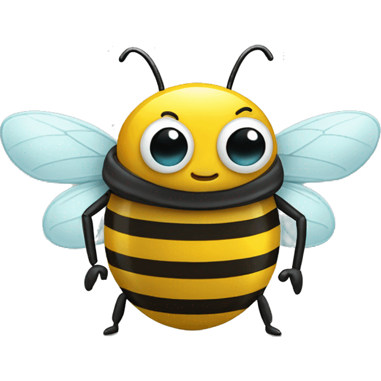 a bee with an alarm clock in both hands emoji